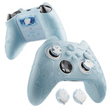 PlayVital for Xbox Series X/S Controller Silicone Cover, Cute Ocean Whisper Series Semi-Clear Silicone Skin Grip for Xbox Core Wireless Controller with Thumb Grip & Sticker, Full Protection - Mint Blue - PXKX3P001