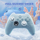 PlayVital for Xbox Series X/S Controller Silicone Cover, Cute Ocean Whisper Series Semi-Clear Silicone Skin Grip for Xbox Core Wireless Controller with Thumb Grip & Sticker, Full Protection - Mint Blue - PXKX3P001