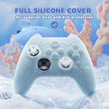 PlayVital for Xbox Series X/S Controller Silicone Cover, Cute Ocean Whisper Series Semi-Clear Silicone Skin Grip for Xbox Core Wireless Controller with Thumb Grip & Sticker, Full Protection - Mint Blue - PXKX3P001