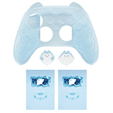 PlayVital for Xbox Series X/S Controller Silicone Cover, Cute Ocean Whisper Series Semi-Clear Silicone Skin Grip for Xbox Core Wireless Controller with Thumb Grip & Sticker, Full Protection - Mint Blue - PXKX3P001