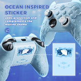 PlayVital for Xbox Series X/S Controller Silicone Cover, Cute Ocean Whisper Series Semi-Clear Silicone Skin Grip for Xbox Core Wireless Controller with Thumb Grip & Sticker, Full Protection - Mint Blue - PXKX3P001