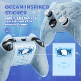 PlayVital for Xbox Series X/S Controller Silicone Cover, Cute Ocean Whisper Series Semi-Clear Silicone Skin Grip for Xbox Core Wireless Controller with Thumb Grip & Sticker, Full Protection - Mint Blue - PXKX3P001