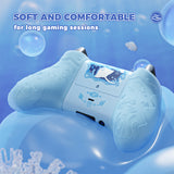 PlayVital for Xbox Series X/S Controller Silicone Cover, Cute Ocean Whisper Series Semi-Clear Silicone Skin Grip for Xbox Core Wireless Controller with Thumb Grip & Sticker, Full Protection - Mint Blue - PXKX3P001