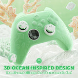 PlayVital for Xbox Series X/S Controller Silicone Cover, Cute Ocean Whisper Series Semi-Clear Silicone Skin Grip for Xbox Core Wireless Controller with Thumb Grip & Sticker, Full Protection - Pastel Green - PXKX3P003