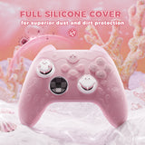 PlayVital for Xbox Series X/S Controller Silicone Cover, Cute Ocean Whisper Series Semi-Clear Silicone Skin Grip for Xbox Core Wireless Controller with Thumb Grip & Sticker, Full Protection - Peach Pink - PXKX3P002