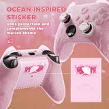 PlayVital for Xbox Series X/S Controller Silicone Cover, Cute Ocean Whisper Series Semi-Clear Silicone Skin Grip for Xbox Core Wireless Controller with Thumb Grip & Sticker, Full Protection - Peach Pink - PXKX3P002