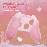 PlayVital for Xbox Series X/S Controller Silicone Cover, Cute Ocean Whisper Series Semi-Clear Silicone Skin Grip for Xbox Core Wireless Controller with Thumb Grip & Sticker, Full Protection - Peach Pink - PXKX3P002