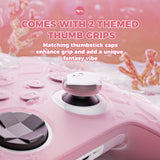PlayVital for Xbox Series X/S Controller Silicone Cover, Cute Ocean Whisper Series Semi-Clear Silicone Skin Grip for Xbox Core Wireless Controller with Thumb Grip & Sticker, Full Protection - Peach Pink - PXKX3P002