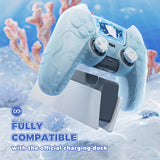 PlayVital for PS5 Controller Cover Skin - Cute Ocean Whisper Series Semi-Clear Silicone Case for PS5 Controller with Thumb Grip & Sticker, Charging Station Compatible, Full Protection - Mint Blue - HYKPFP001
