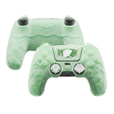 PlayVital for PS5 Controller Cover Skin - Cute Ocean Whisper Series Semi-Clear Silicone Case for PS5 Controller with Thumb Grip & Sticker, Charging Station Compatible, Full Protection - Pastel Green - HYKPFP003