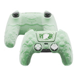 PlayVital for PS5 Controller Cover Skin - Cute Ocean Whisper Series Semi-Clear Silicone Case for PS5 Controller with Thumb Grip & Sticker, Charging Station Compatible, Full Protection - Pastel Green - HYKPFP003