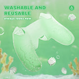 PlayVital for PS5 Controller Cover Skin - Cute Ocean Whisper Series Semi-Clear Silicone Case for PS5 Controller with Thumb Grip & Sticker, Charging Station Compatible, Full Protection - Pastel Green - HYKPFP003