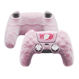 PlayVital for PS5 Controller Cover Skin - Cute Ocean Whisper Series Semi-Clear Silicone Case for PS5 Controller with Thumb Grip & Sticker, Charging Station Compatible, Full Protection - Peach Pink - HYKPFP002