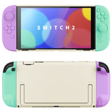 PlayVital Cute Solid-color Dockable Hard Protective Case for Nintendo Switch 2, Anti-scratch & Shockproof Cover Skin for Switch 2 with Thumb Grip & Sticker & Button Caps - Soft Violet & Mint Green - MURNTM006