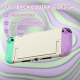 PlayVital Cute Solid-color Dockable Hard Protective Case for Nintendo Switch 2, Anti-scratch & Shockproof Cover Skin for Switch 2 with Thumb Grip & Sticker & Button Caps - Soft Violet & Mint Green - MURNTM006