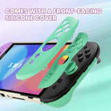 PlayVital Cute Solid-color Dockable Hard Protective Case for Nintendo Switch 2, Anti-scratch & Shockproof Cover Skin for Switch 2 with Thumb Grip & Sticker & Button Caps - Soft Violet & Mint Green - MURNTM006