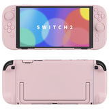 PlayVital Cute Solid-color Dockable Hard Protective Case for Nintendo Switch 2, Anti-scratch & Shockproof Cover Skin for Switch 2 with Thumb Grip & Sticker & Button Caps - Cherry Blossoms Pink - MURNTM004