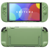 PlayVital Cute Solid-color Dockable Hard Protective Case for Nintendo Switch 2, Anti-scratch & Shockproof Cover Skin for Switch 2 with Thumb Grip & Sticker & Button Caps - Matcha Green - MURNTM002