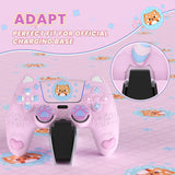 PlayVital Cute Spring Lesser Panda Silicone Cover for PS5 Controller with Joystick Cap and Sticker, Anti-Grip Shockproof Skin, Compatible with Charging Station - Cotton Candy Pink - YSSPFP004