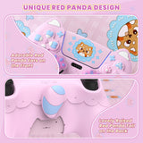 PlayVital Cute Spring Lesser Panda Silicone Cover for PS5 Controller with Joystick Cap and Sticker, Anti-Grip Shockproof Skin, Compatible with Charging Station - Cotton Candy Pink - YSSPFP004