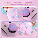 PlayVital Cute Spring Lesser Panda Silicone Cover for PS5 Controller with Joystick Cap and Sticker, Anti-Grip Shockproof Skin, Compatible with Charging Station - Cotton Candy Pink - YSSPFP004