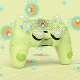 PlayVital Cute Spring Lesser Panda Silicone Cover for PS5 Controller with Joystick Cap and Sticker, Anti-Grip Shockproof Skin, Compatible with Charging Station - Eustoma Green - YSSPFP003