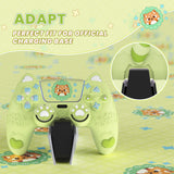 PlayVital Cute Spring Lesser Panda Silicone Cover for PS5 Controller with Joystick Cap and Sticker, Anti-Grip Shockproof Skin, Compatible with Charging Station - Eustoma Green - YSSPFP003