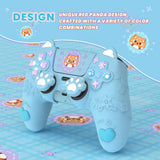 PlayVital Cute Spring Lesser Panda Silicone Cover for PS5 Controller with Joystick Cap and Sticker, Anti-Grip Shockproof Skin, Compatible with Charging Station - Heaven Blue - YSSPFP006