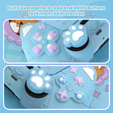 PlayVital Cute Spring Lesser Panda Silicone Cover for PS5 Controller with Joystick Cap and Sticker, Anti-Grip Shockproof Skin, Compatible with Charging Station - Heaven Blue - YSSPFP006