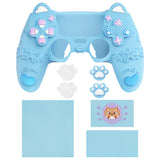 PlayVital Cute Spring Lesser Panda Silicone Cover for PS5 Controller with Joystick Cap and Sticker, Anti-Grip Shockproof Skin, Compatible with Charging Station - Heaven Blue - YSSPFP006