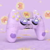 PlayVital Cute Spring Lesser Panda Silicone Cover for PS5 Controller with Joystick Cap and Sticker, Anti-Grip Shockproof Skin, Compatible with Charging Station - Taro Purple - YSSPFP005
