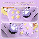 PlayVital Cute Spring Lesser Panda Silicone Cover for PS5 Controller with Joystick Cap and Sticker, Anti-Grip Shockproof Skin, Compatible with Charging Station - Taro Purple - YSSPFP005