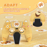 PlayVital Cute Spring Lesser Panda Silicone Cover for PS5 Controller with Joystick Cap and Sticker, Anti-Grip Shockproof Skin, Compatible with Charging Station - Warm Yellow - YSSPFP001