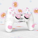PlayVital Cute Spring Lesser Panda Silicone Cover for PS5 Controller with Joystick Cap and Sticker, Anti-Grip Shockproof Skin, Compatible with Charging Station - White - YSSPFP002