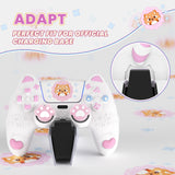 PlayVital Cute Spring Lesser Panda Silicone Cover for PS5 Controller with Joystick Cap and Sticker, Anti-Grip Shockproof Skin, Compatible with Charging Station - White - YSSPFP002