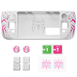 PlayVital Cyber Spider Protective Case for Steam Deck OLED/LCD, Anti-Slip Silicone Grip Cover with Back Button Enhancements, Thumb Grips and Trackpad Skins - White - ZEVSDP002