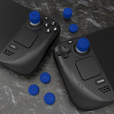 PlayVital Diamond Grain & Crack Bomb Design Ergonomic Stick Caps Thumb Grips for Steam Deck LCD & OLED, for PS Portal Remote Player with 3 Height Convex and Concave - Blue - YFSDM040