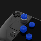 PlayVital Diamond Grain & Crack Bomb Design Ergonomic Stick Caps Thumb Grips for Steam Deck LCD & OLED, for PS Portal Remote Player with 3 Height Convex and Concave - Blue - YFSDM040