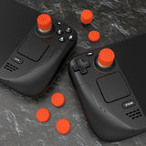 PlayVital Diamond Grain & Crack Bomb Design Ergonomic Stick Caps Thumb Grips for Steam Deck LCD & OLED, for PS Portal Remote Player with 3 Height Convex and Concave - Orange - YFSDM042