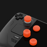 PlayVital Diamond Grain & Crack Bomb Design Ergonomic Stick Caps Thumb Grips for Steam Deck LCD & OLED, for PS Portal Remote Player with 3 Height Convex and Concave - Orange - YFSDM042