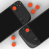 PlayVital Diamond Grain & Crack Bomb Design Ergonomic Stick Caps Thumb Grips for Steam Deck LCD & OLED, for PS Portal Remote Player with 3 Height Convex and Concave - Orange - YFSDM042