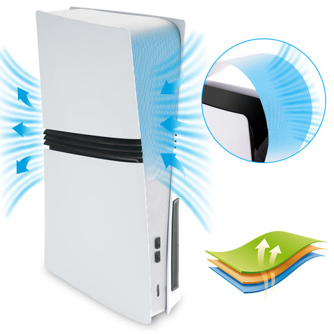 PlayVital Dust Filter & Silicone Plug Set for PS5 Pro Console, Anti-Dust Protection Accessories Easy Installation for PS5 Pro Console with Silicone Port Covers - White - LSQPFM002