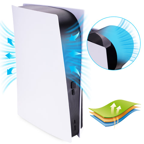 PlayVital Dust Filter and Port Plug Set for PS5 Disc & Digital Console – Breathable Anti-Dust Cover Net with 12 Silicone Plugs, Easy-Install Dust Proof Kit for PS5 Accessories - Black - DTAPFM001