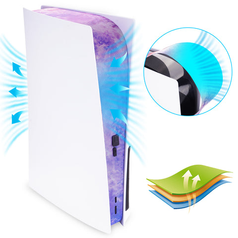 PlayVital Dust Filter and Port Plug Set for PS5 Disc & Digital Console – Breathable Anti-Dust Cover Net with 12 Silicone Plugs, Easy-Install Dust Proof Kit for PS5 Accessories - Nebula Galaxy - DTAPFV004