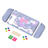 PlayVital Fantasy Bunny & Bear Protective Case for NS, Soft TPU Slim Case Cover for NS Joycon Console with Colorful ABXY Direction Button Caps - NTU6024G2