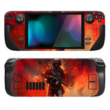 PlayVital Full Set Protective Skin Decal for Steam Deck LCD, Custom Stickers Vinyl Cover for Steam Deck OLED - Warfire - SDTM085