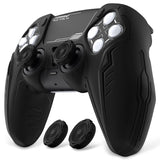 PlayVital Futuristic CyberMech Design Silicone Grip Skin with Thumb Grips for PS5 Wireless Controller, Compatible with PS5 Official Charging Dock - Black - CHXPFP001