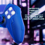 PlayVital Futuristic CyberMech Design Silicone Grip Skin with Thumb Grips for PS5 Wireless Controller, Compatible with PS5 Official Charging Dock - Blue - CHXPFP003