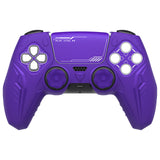 PlayVital Futuristic CyberMech Design Silicone Grip Skin with Thumb Grips for PS5 Wireless Controller, Compatible with PS5 Official Charging Dock - Purple - CHXPFP005