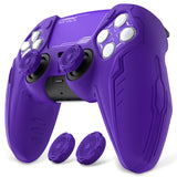 PlayVital Futuristic CyberMech Design Silicone Grip Skin with Thumb Grips for PS5 Wireless Controller, Compatible with PS5 Official Charging Dock - Purple - CHXPFP005